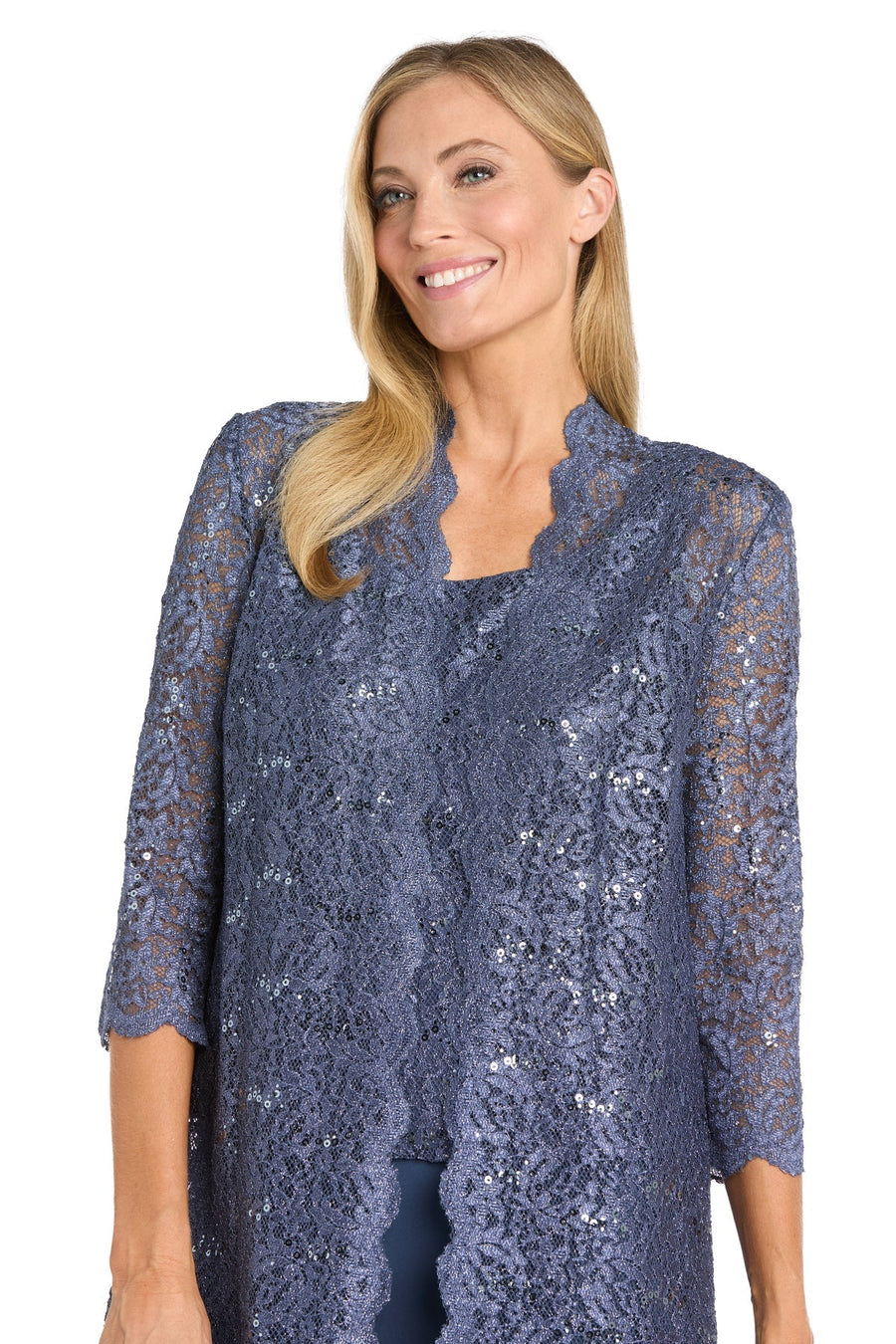 Pant Suit Long Formal Metallic Lace Pant Suit Cadet