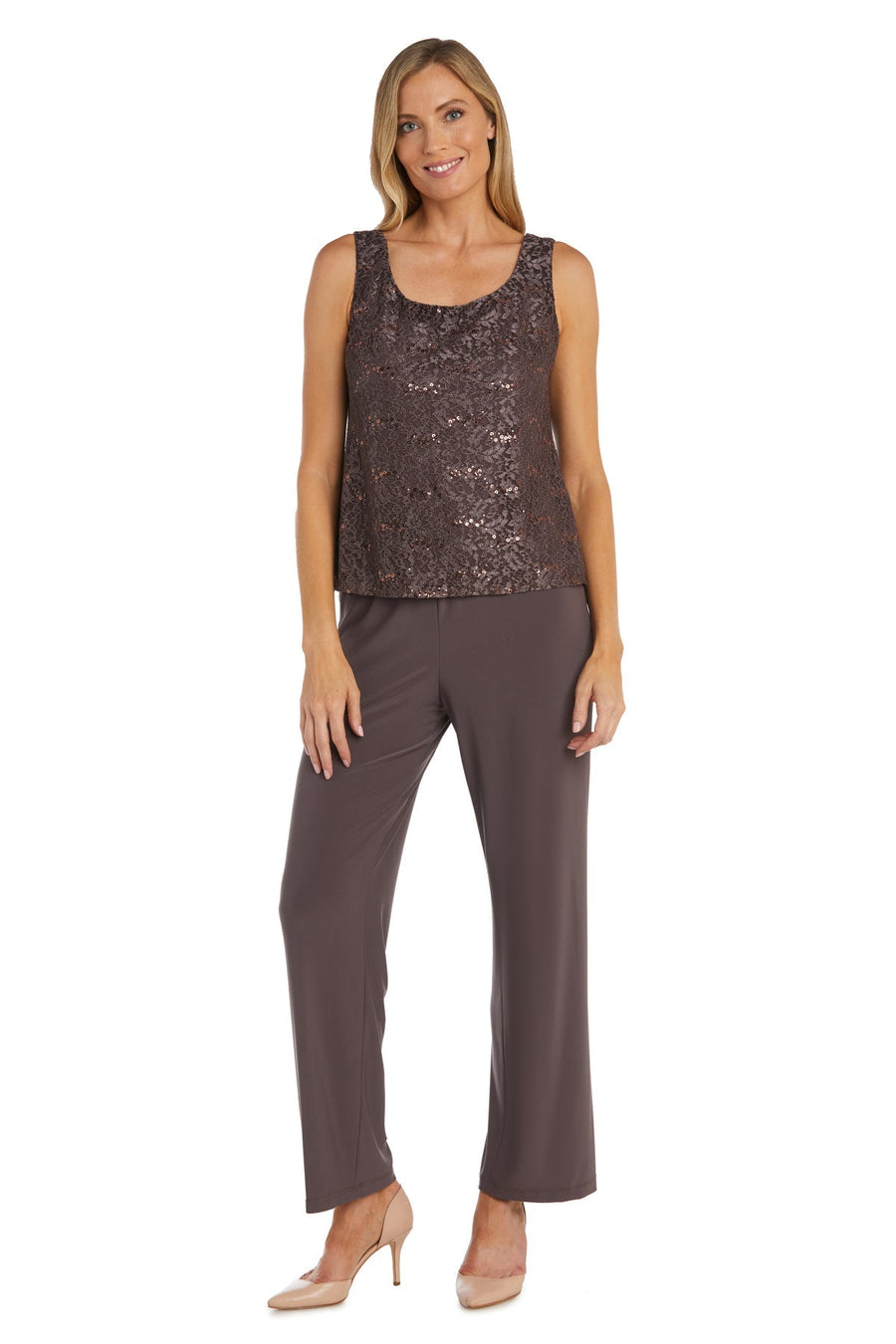 Pant Suit Long Formal Metallic Lace Pant Suit Fig