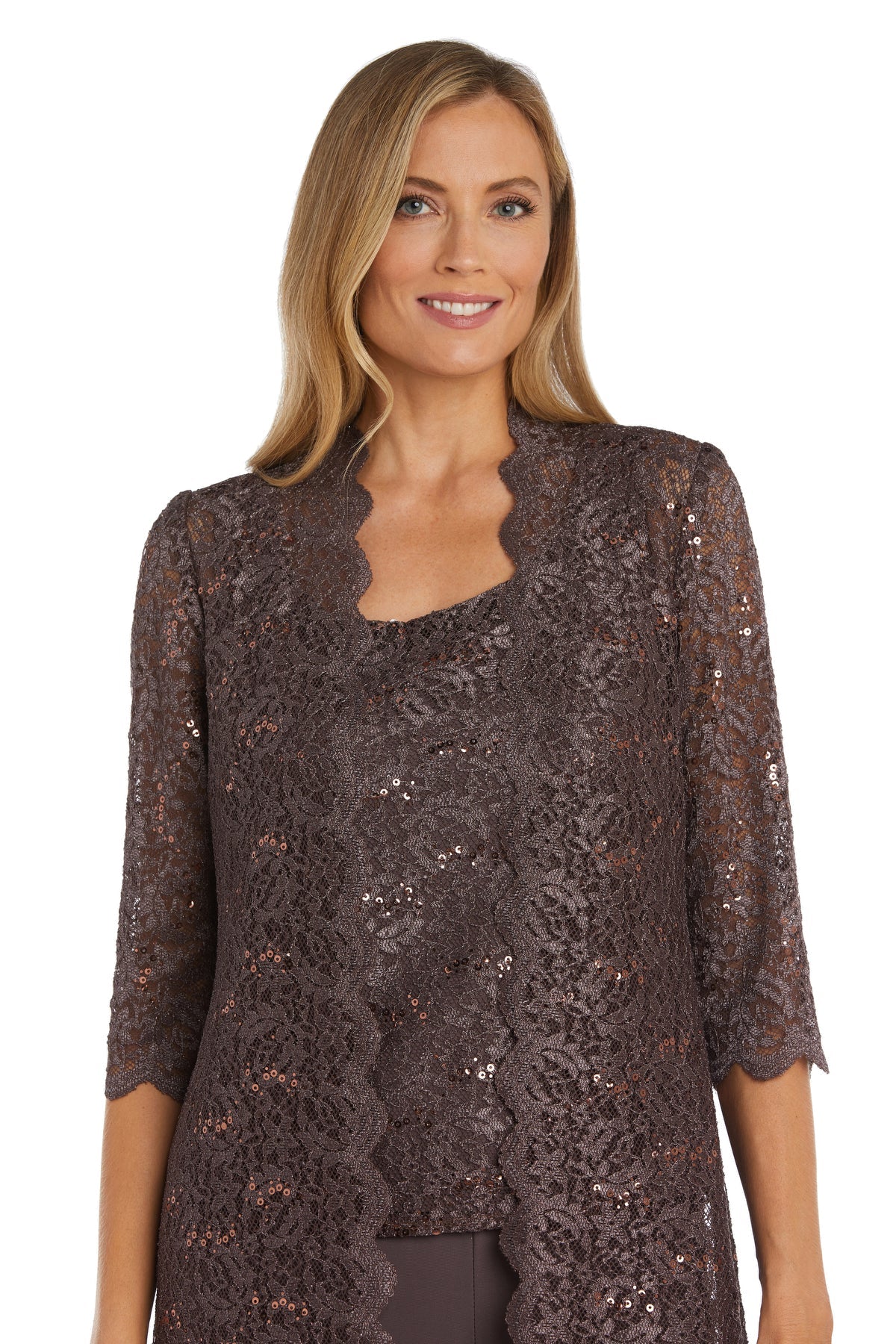 Pant Suit Long Formal Metallic Lace Pant Suit Fig