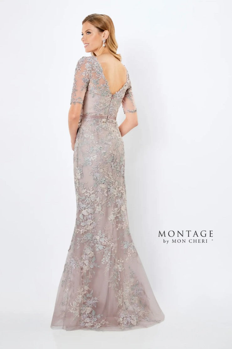 Formal Dresses Long Beaded Belt Lace Formal Evening Dress  Mink/Multi