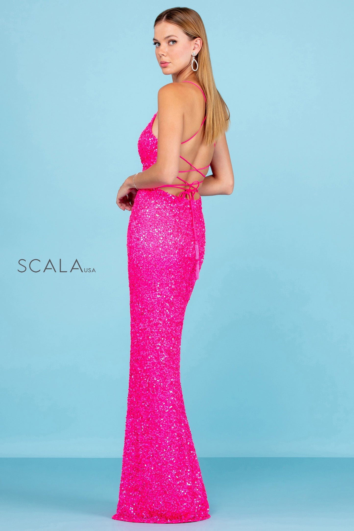 Prom Dresses Long Formal Slit Prom Sequin Dress Fuchsia