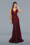 Sleeveless Long Prom Gown Wine