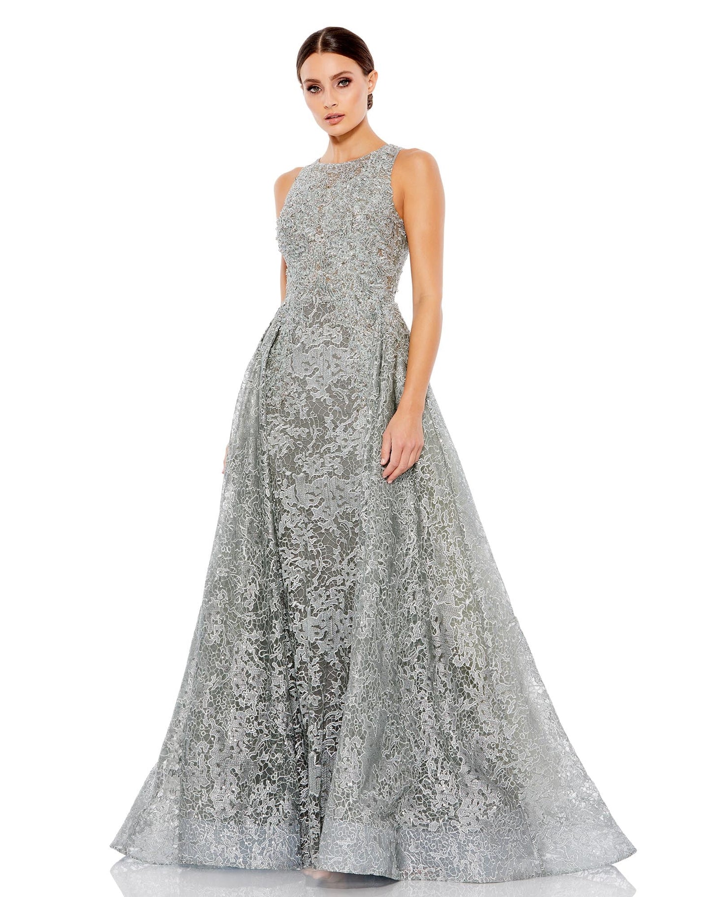 Formal Dresses Long Embellished Sleeveless A Line Dress Platinum