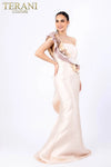Terani Couture Asymmetric One Shoulder Evening Gown 2011E2424 - The Dress Outlet  Champagne