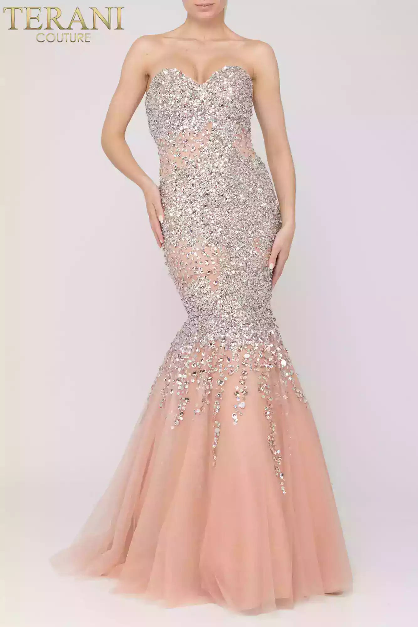 Prom Dresses Prom Long Formal Beaded Mermaid Dress Blush Nude