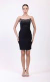 Cocktail Dresses Short Fitted Beaded Cocktail Mini Dress Black