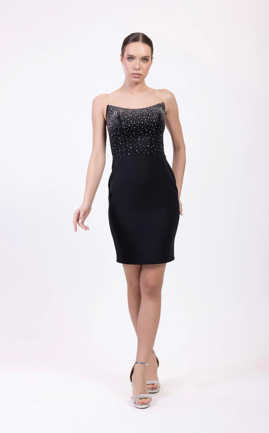 Cocktail Dresses Short Fitted Beaded Cocktail Mini Dress Black
