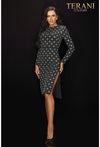 Cocktail Dresses Short Cocktail Beaded Long Sleeve Dress Black