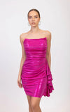 Cocktail Dresses Fitted Short Metallic Cocktail Mini Dress Fuchsia