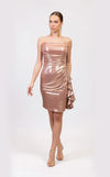 Cocktail Dresses Fitted Short Metallic Cocktail Mini Dress Rose Gold
