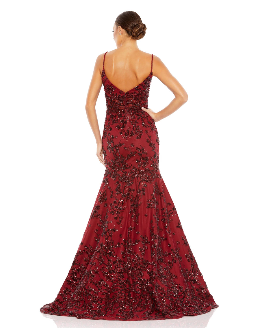 Prom Dresses Long Sequin Fitted Formal Prom Mermaid Dress Burgundy