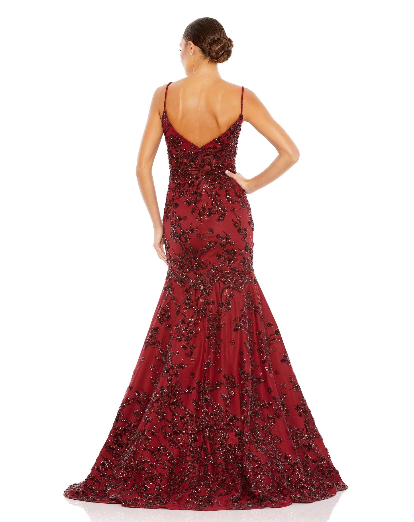 Prom Dresses Long Sequin Fitted Formal Prom Mermaid Dress Burgundy