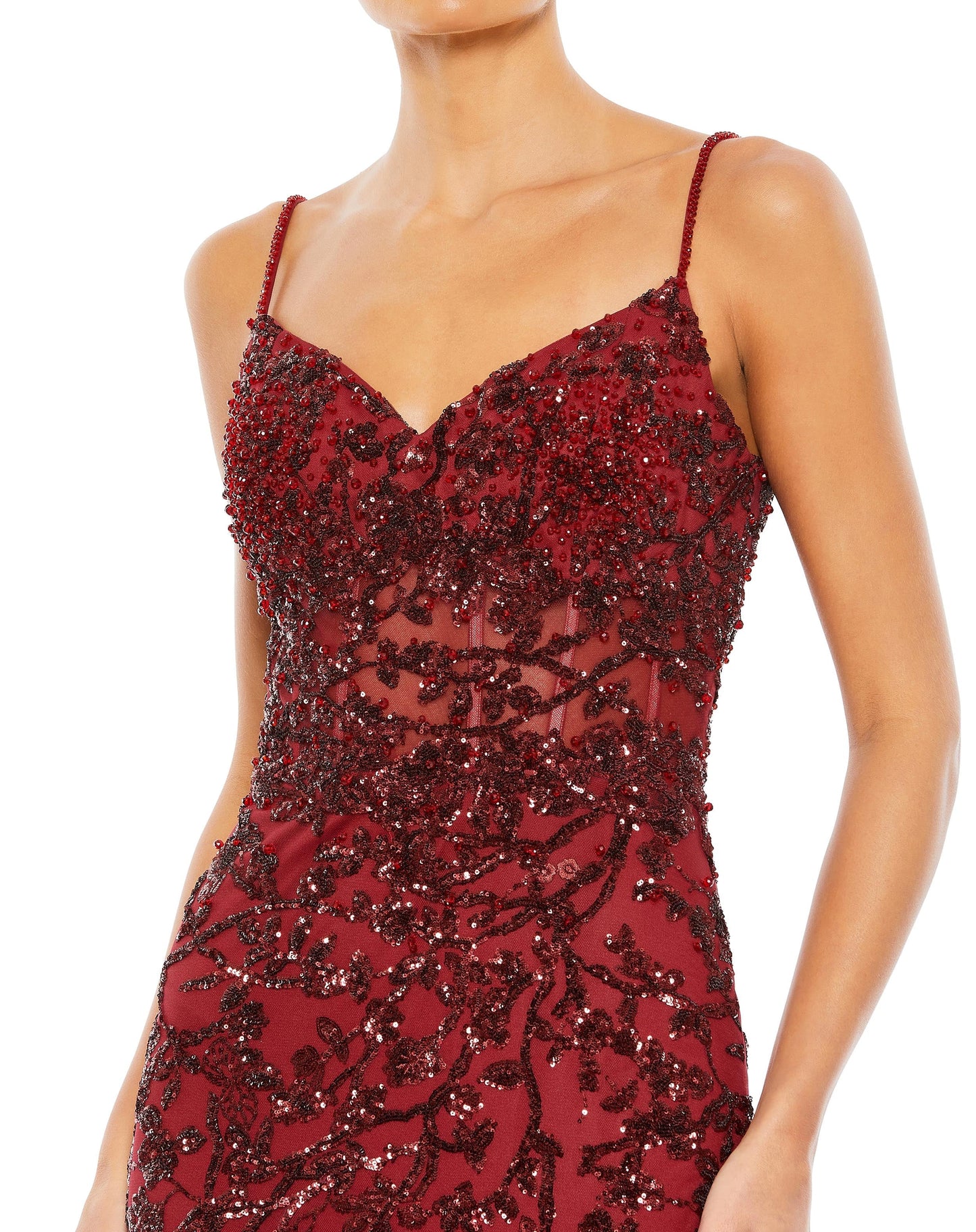 Prom Dresses Long Sequin Fitted Formal Prom Mermaid Dress Burgundy