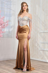 Prom Dresses Prom Long Fitted Corset Formal Beaded Dress Bronze