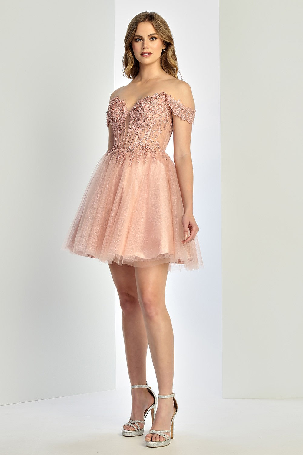 Cocktail Dresses Homecoming Prom Short A Line Glitter Corset Cocktail Dress Blush