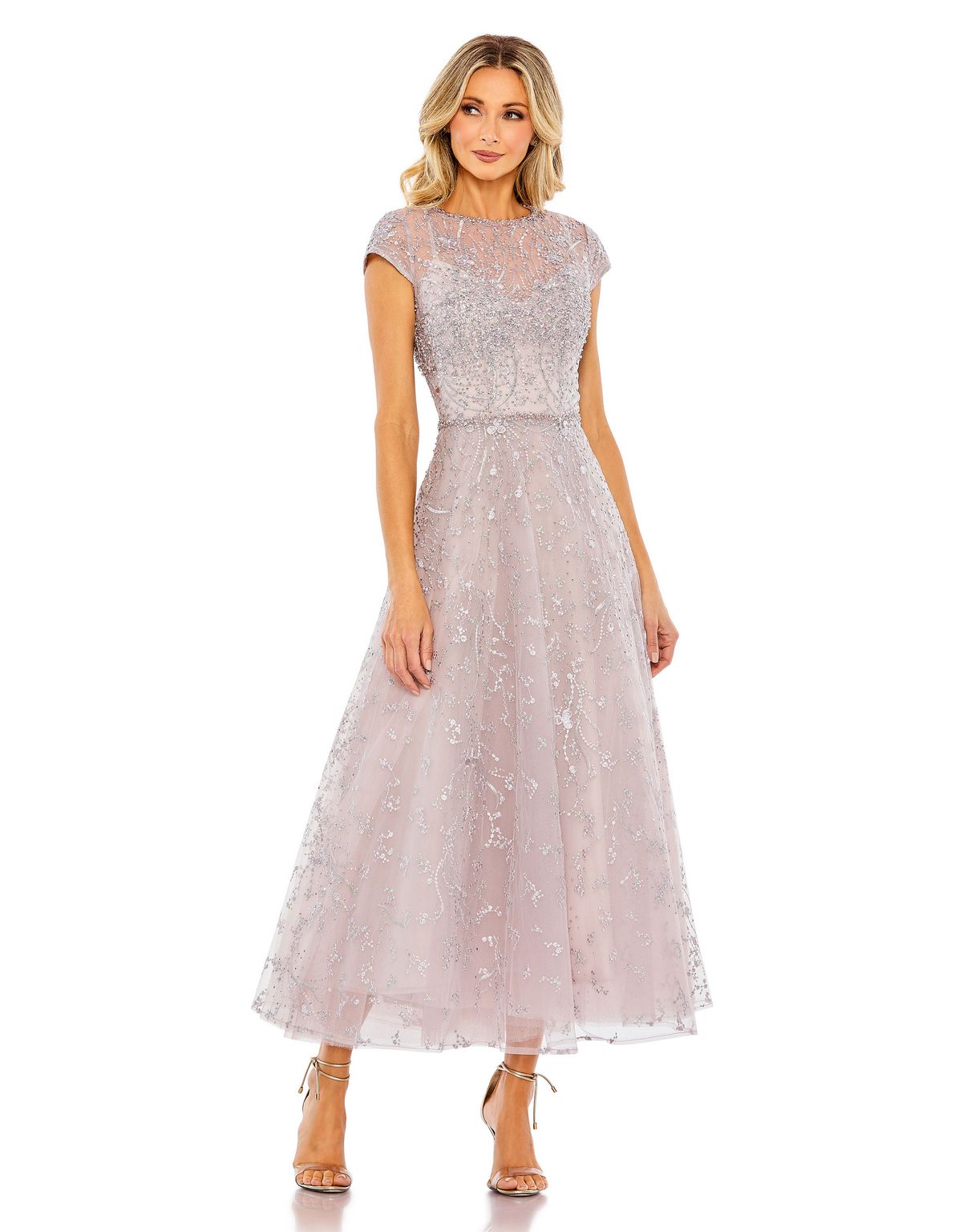 Formal Dresses Tea Length Lace Formal Dress Lilac
