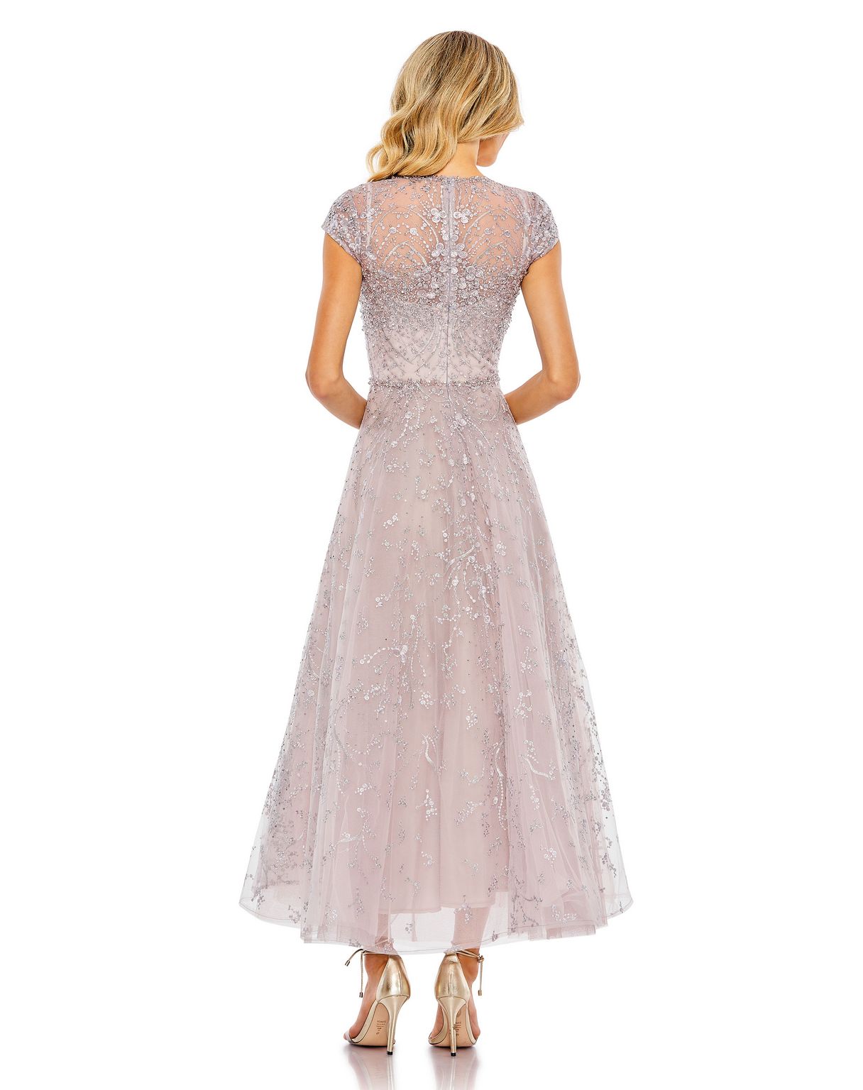 Formal Dresses Tea Length Lace Formal Dress Lilac