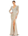 Formal Dresses Formal Prom Long Sleeve Sequin Dress Taupe