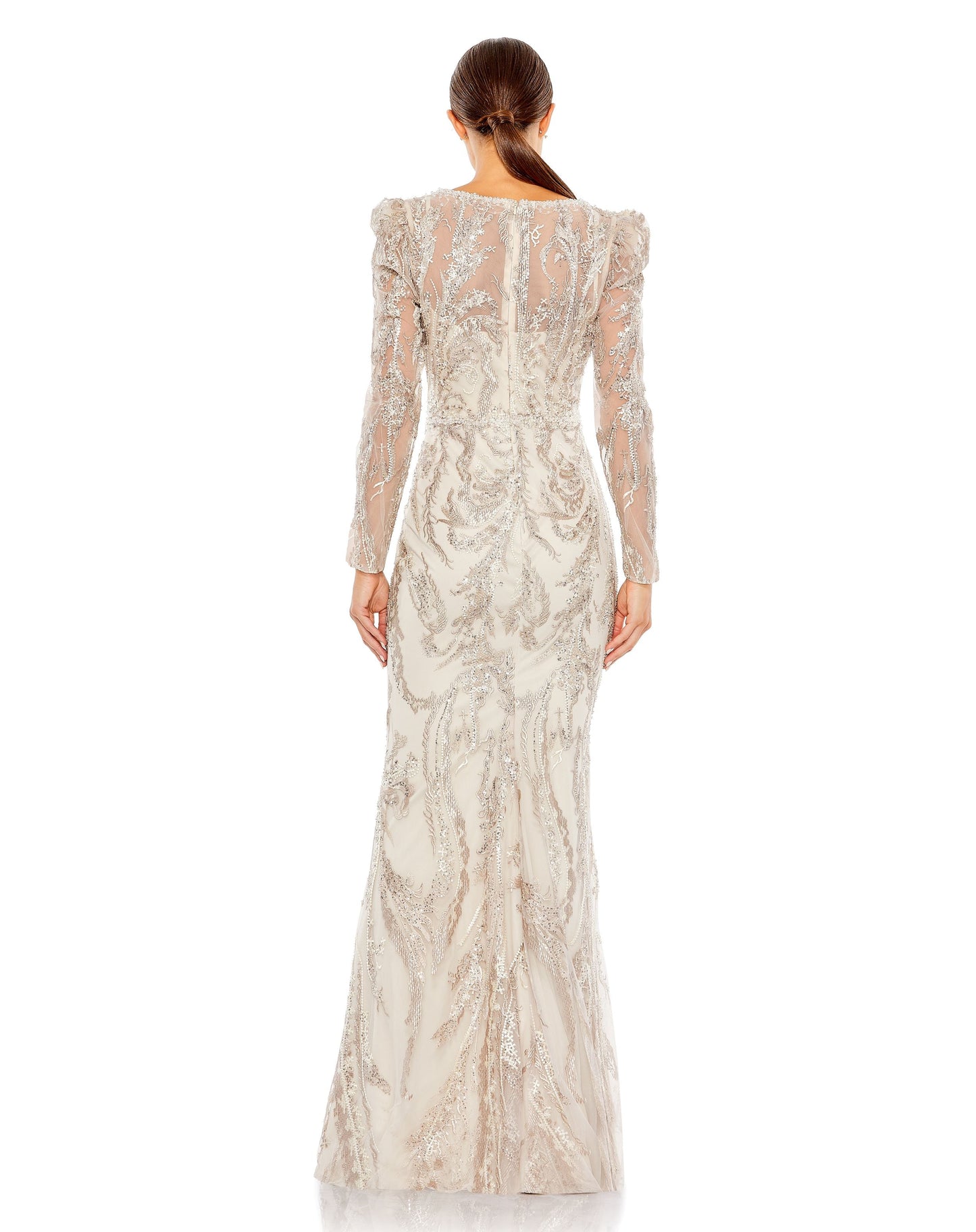 Formal Dresses Formal Long Sleeve Beaded Prom Dress Mocha