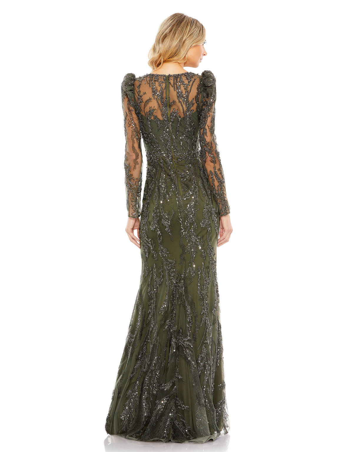 Formal Dresses Formal Long Sleeve Beaded Prom Dress Olive