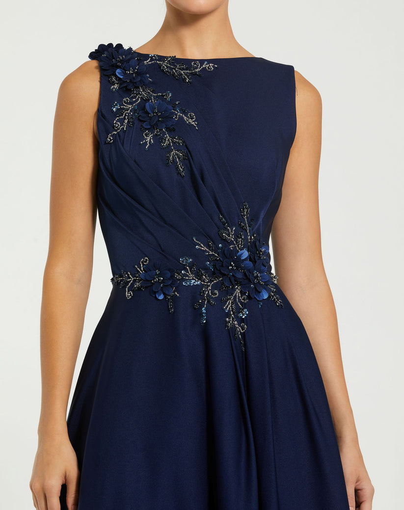 Formal Dresses A Line Long Formal Floral Applique Evening Dress Midnight