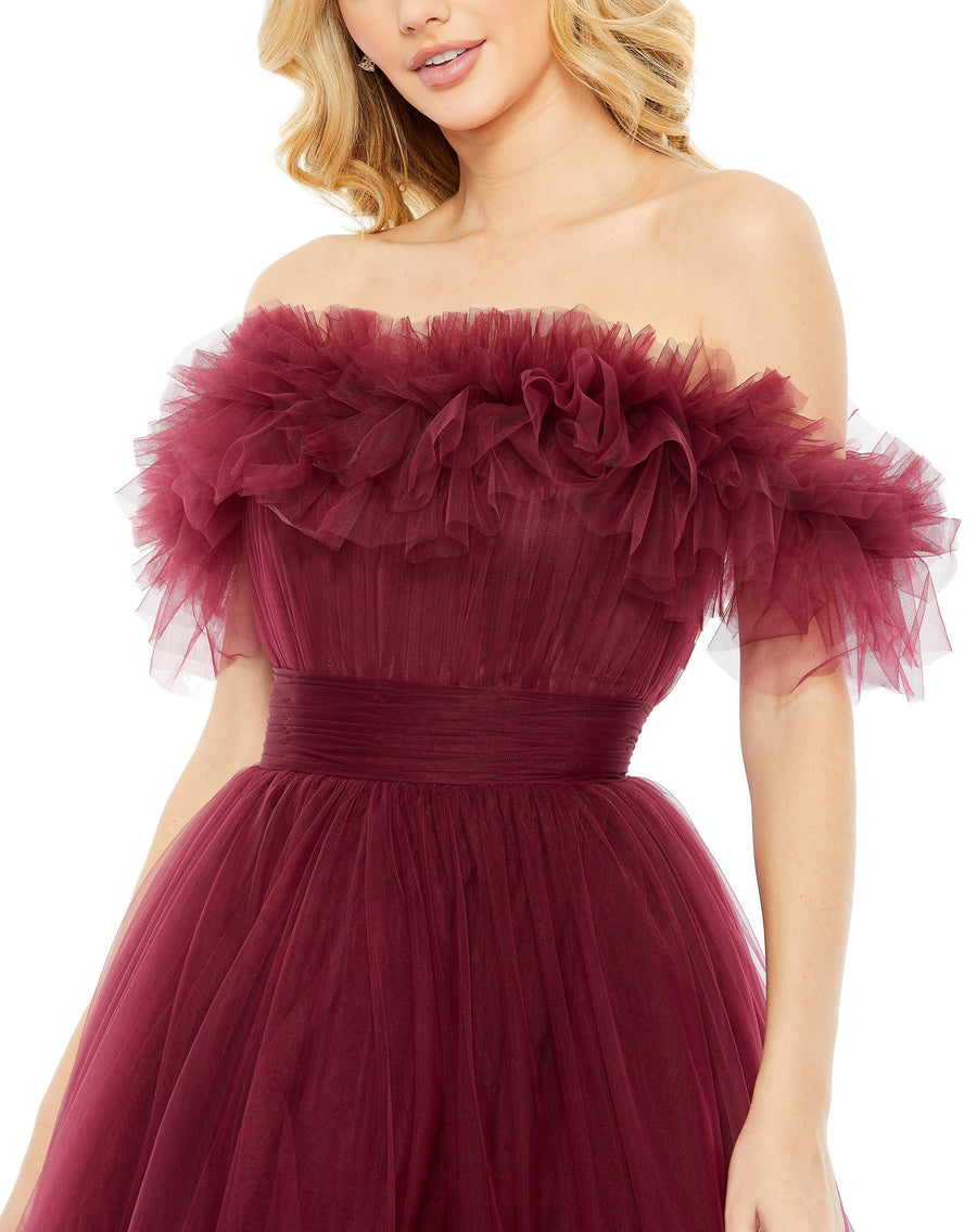 Prom Dresses High Low Off Shoulder Prom Dress Berry