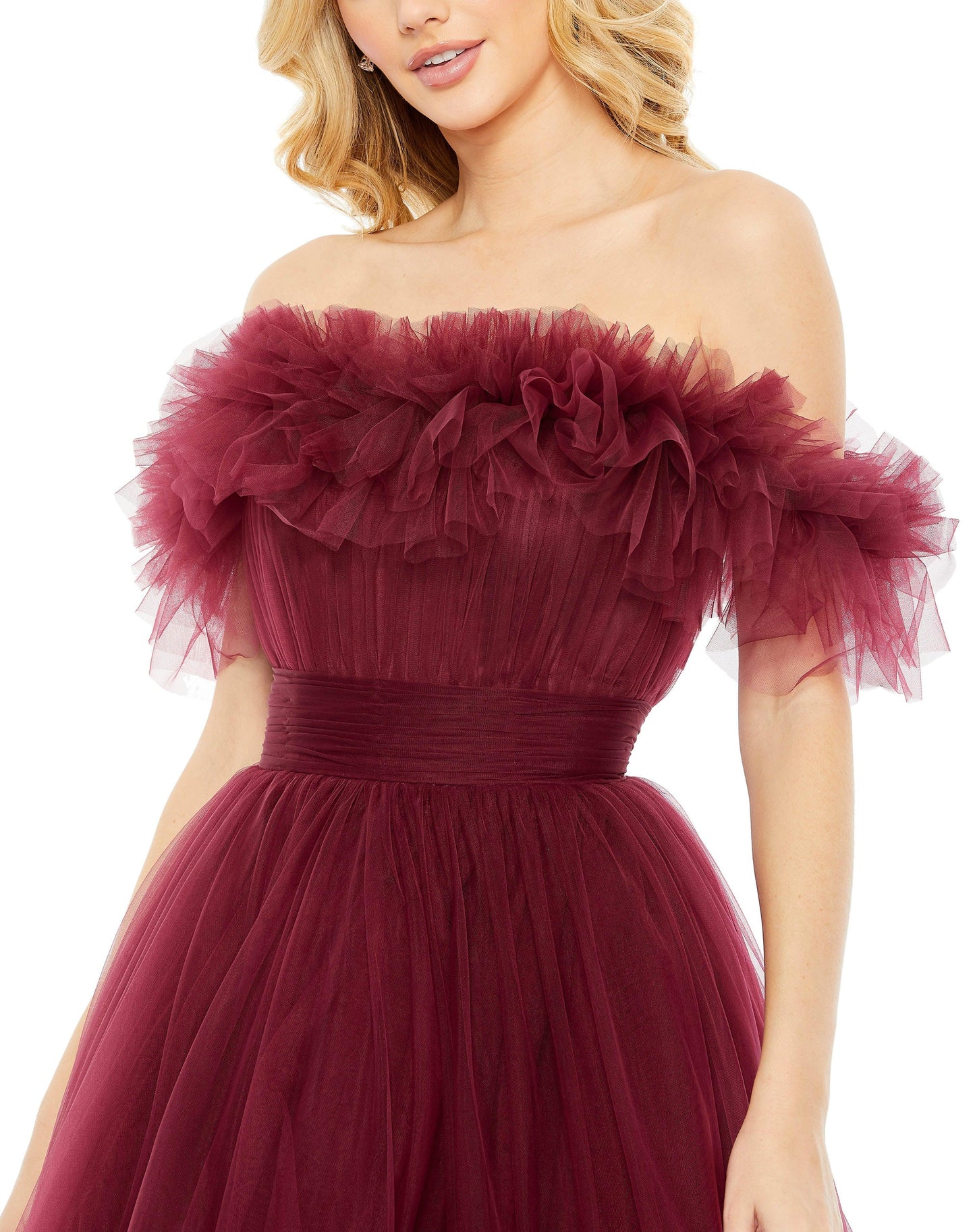 Prom Dresses High Low Off Shoulder Prom Dress Berry