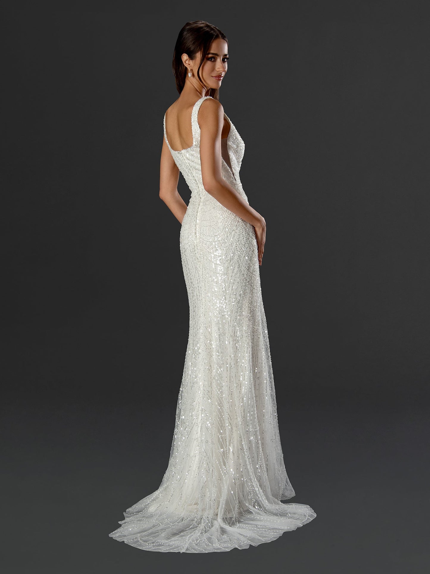 Wedding Dresses Long Bridal Gown Beaded Wedding Dress Off White