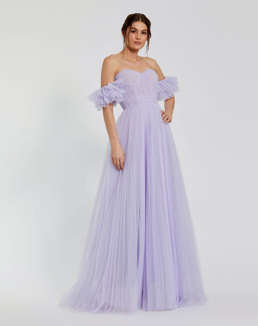 Formal Dresses Long Off Shoulder Tulle A Line Dress Lilac