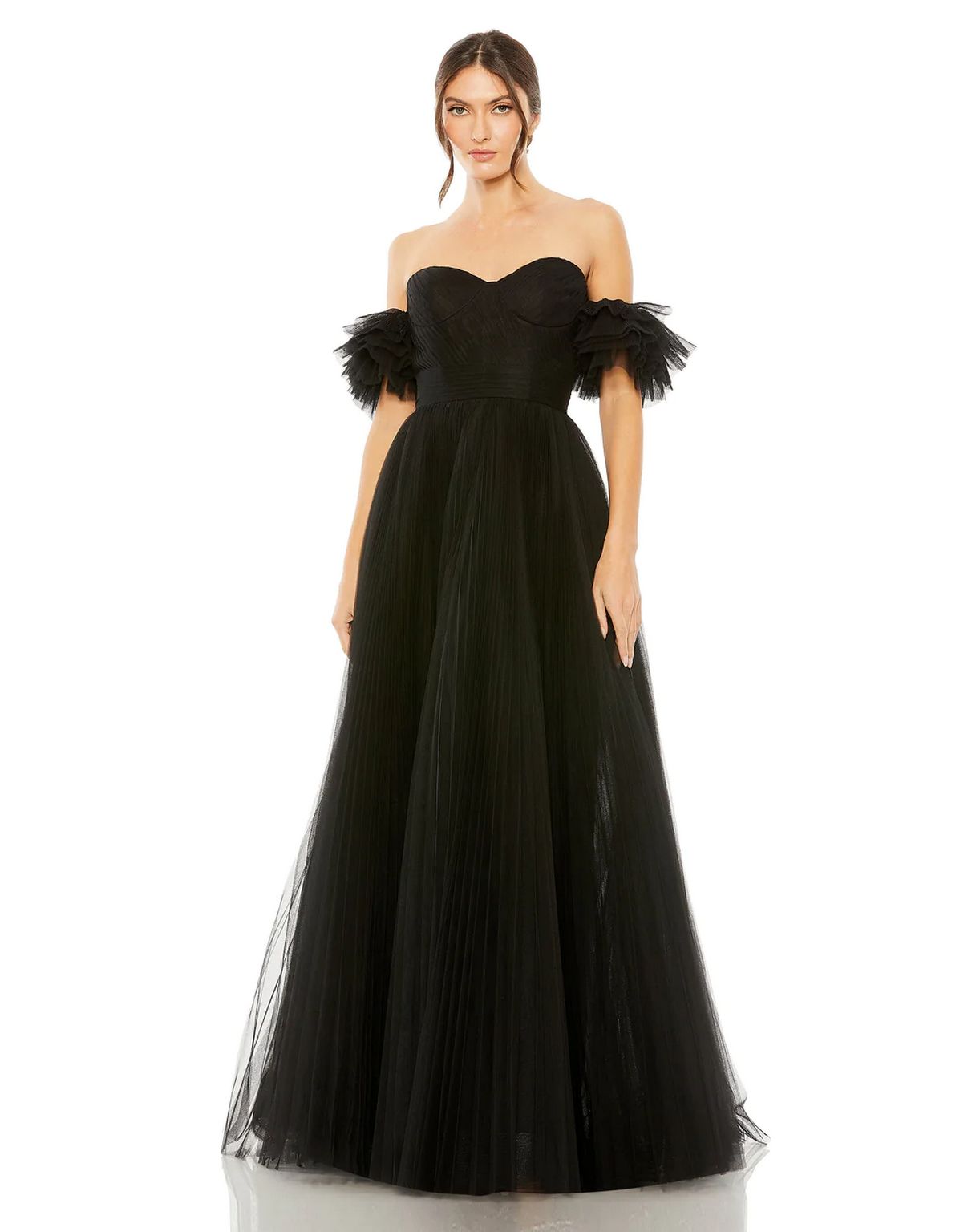 Formal Dresses Long Off Shoulder Tulle A Line Dress Black