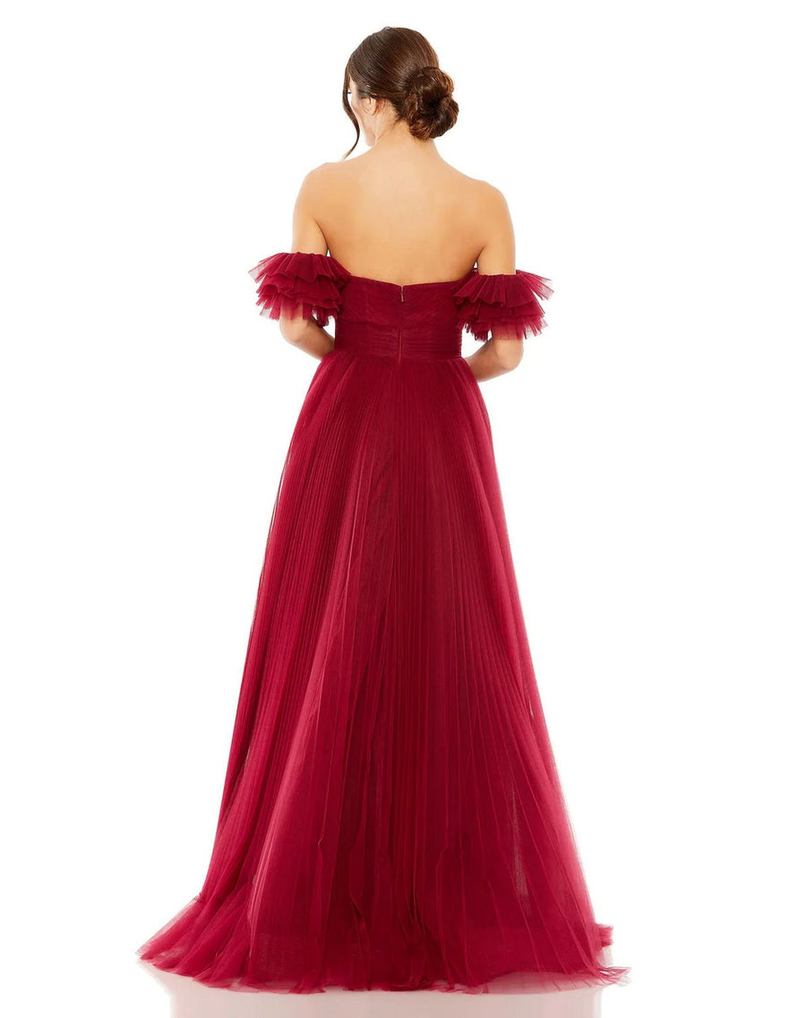 Formal Dresses Long Off Shoulder Tulle A Line Dress Wine