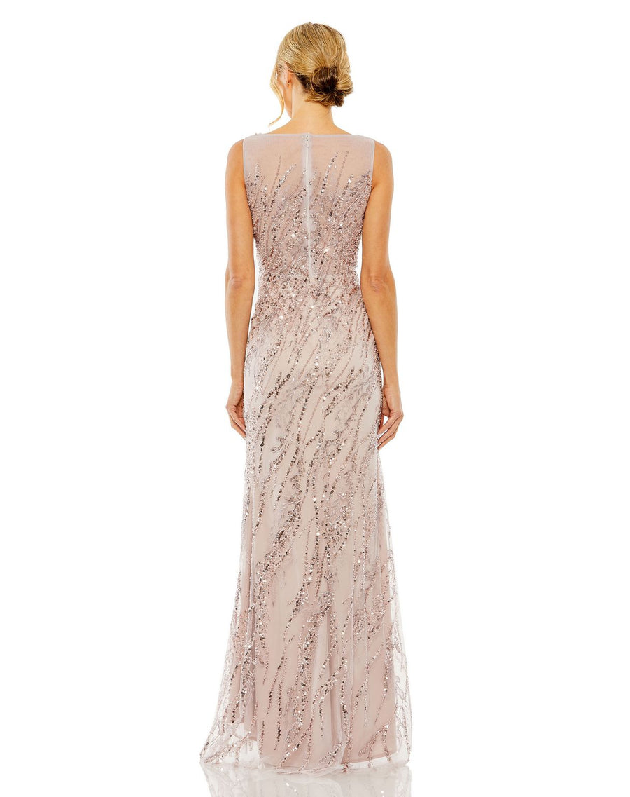 Formal Dresses Fitted Long Formal Beaded Sequin Evening Prom Dress Vintage Lilac