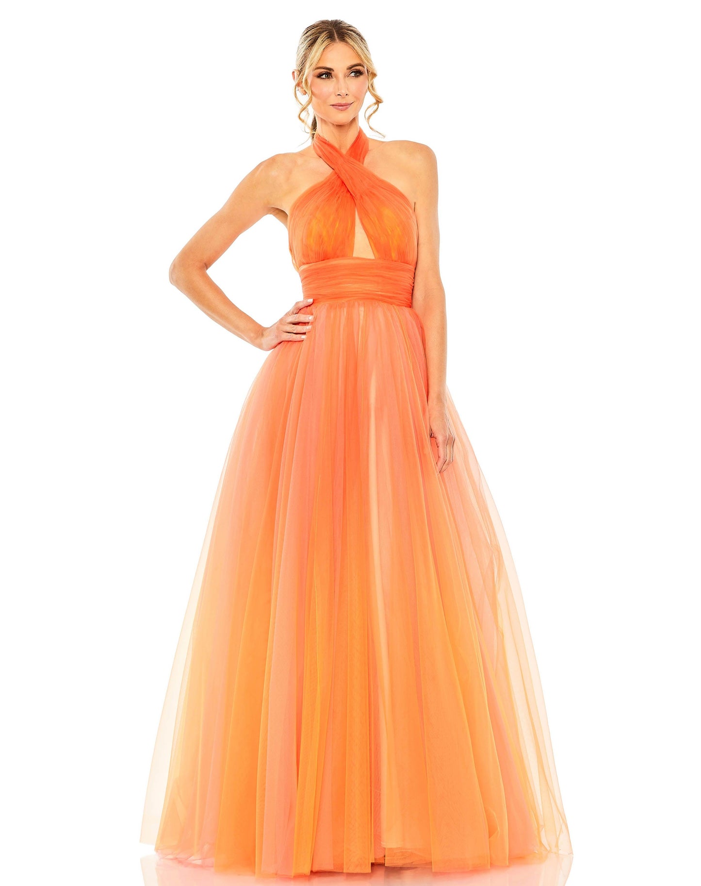 Prom Dresses Long Halter Prom Ball Gown Orange