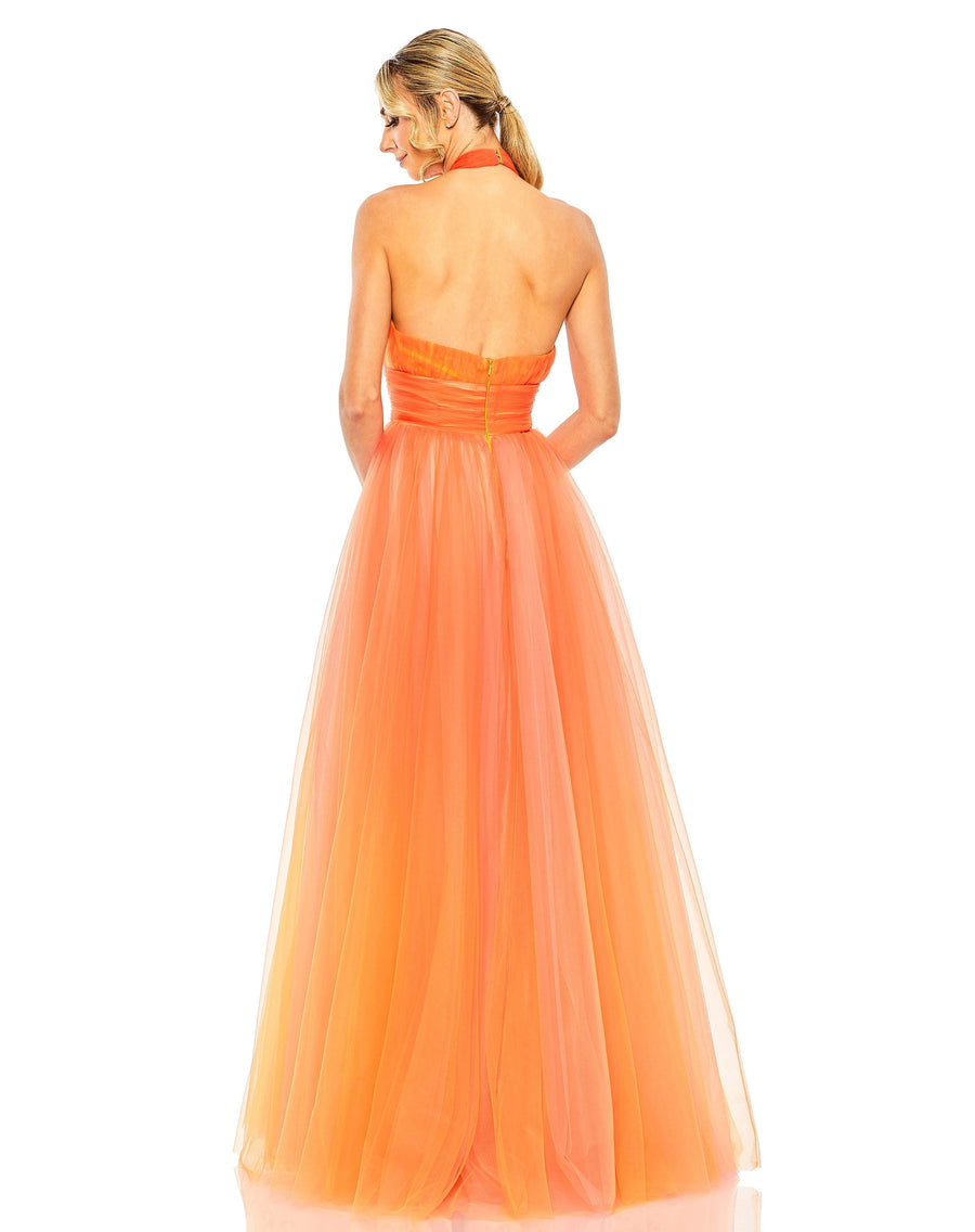 Prom Dresses Long Halter Prom Ball Gown Orange