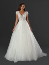 Wedding Dresses Simple Long Wedding A Line Bridal Dress Off White