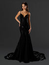 Prom Dresses Beaded Lace Long Formal Sequin Prom Dress Black