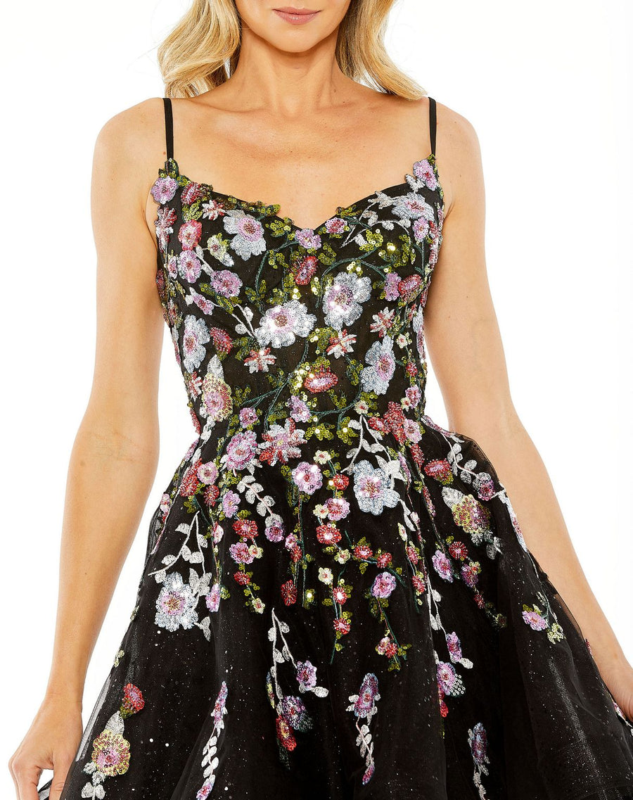Cocktail Dresses Short Floral Lace Cocktail Dress Black Multi