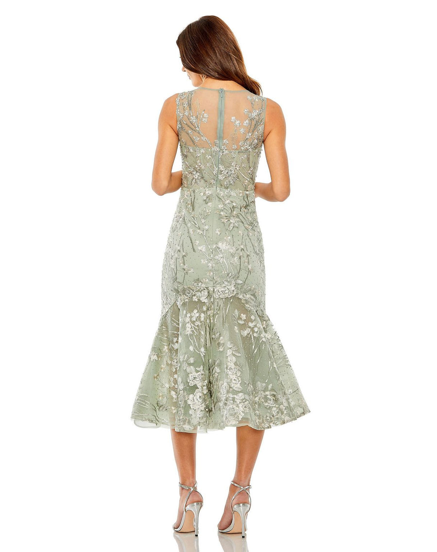 Cocktail Dresses Tea Length Lace Cocktail Dress  Sage Multi