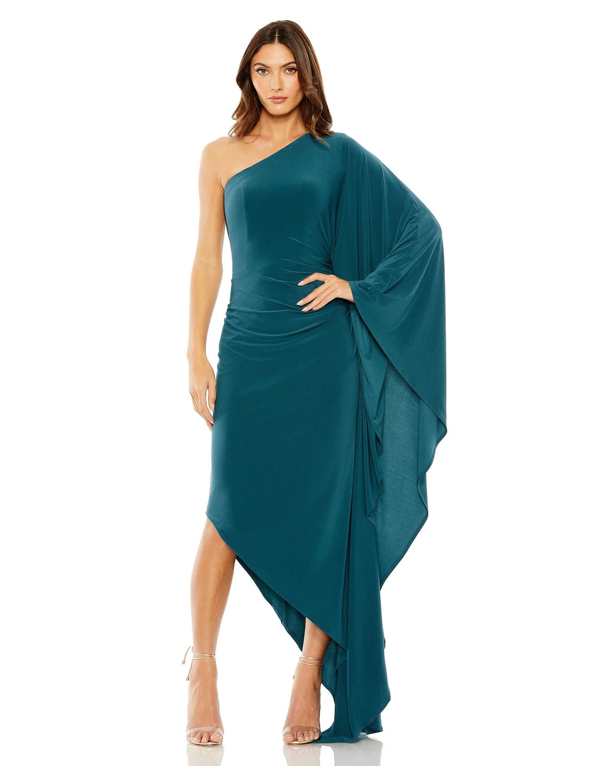 Formal Dresses One Shoulder Cape Sleeve High Low Dress Ocean
