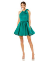 Cocktail Dresses Short Halter Cocktail Mini Bow Dress Emerald