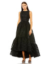 Formal Dresses Sleeveless High Low Brocade Dress Black