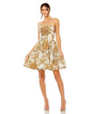 Cocktail Dresses Strapless Brocade Pockets Short Dress Bronze