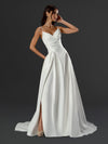 Wedding Dresses Bridal Long Slit Simple Wedding Dress Off White