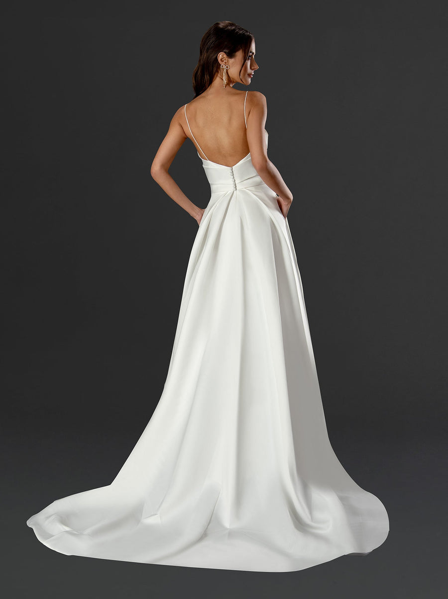 Wedding Dresses Bridal Long Slit Simple Wedding Dress Off White