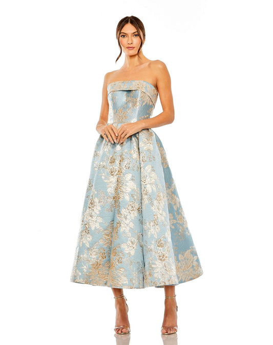 Formal Dresses A Line Formal Prom Midi Pockets Dress Blue Multi