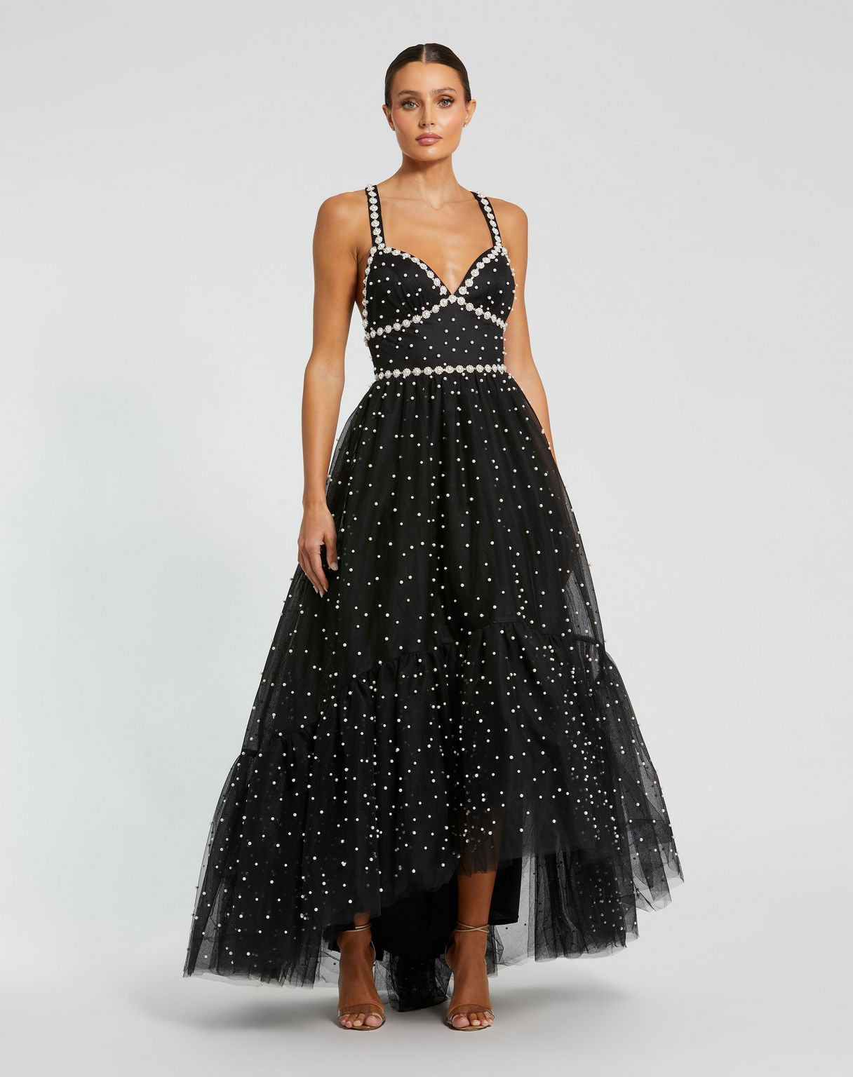 Formal Dresses Pearl High Low A Line Formal Prom Dress Black Ivory