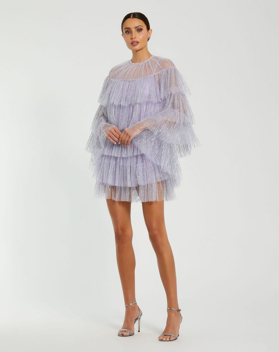 Cocktail Dresses Short Ruffle Lace Mini Cocktail Dress Lilac