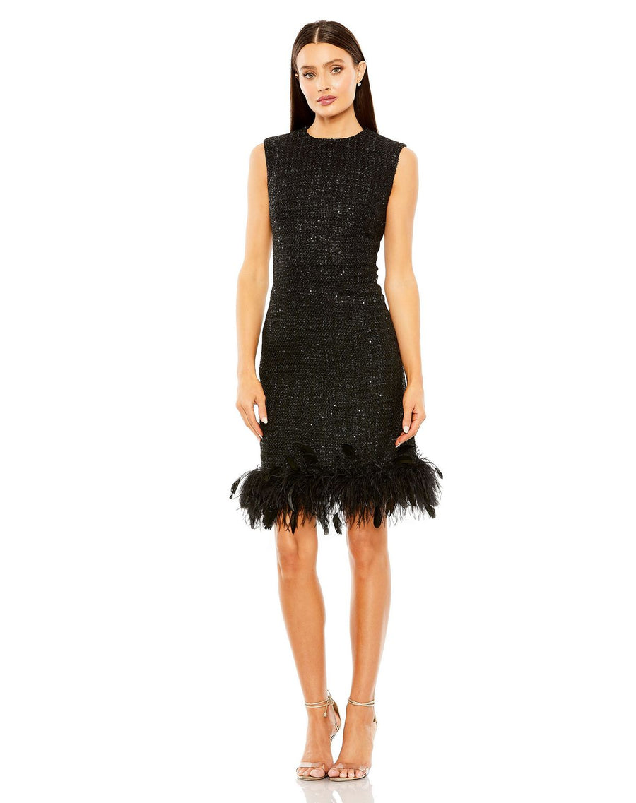 Cocktail Dresses Short Feather Cocktail Mini Dress Black