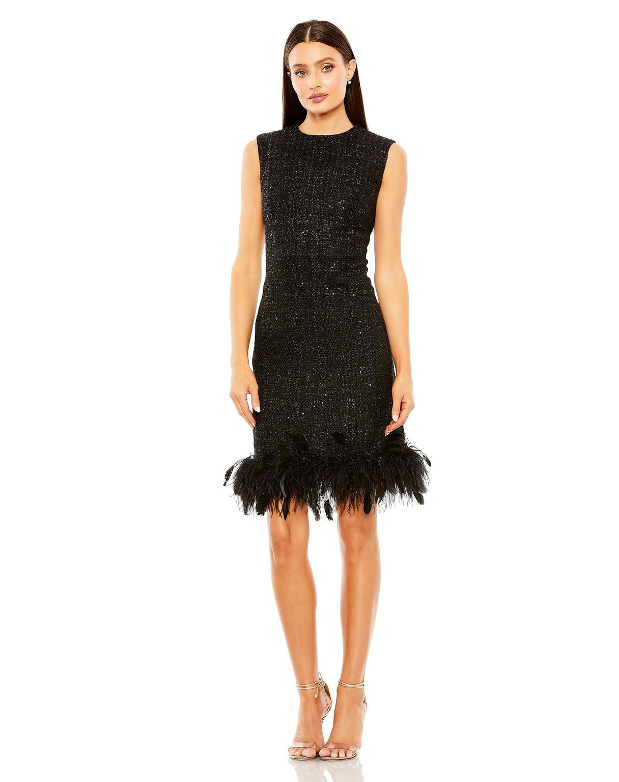 Cocktail Dresses Short Feather Cocktail Mini Dress Black