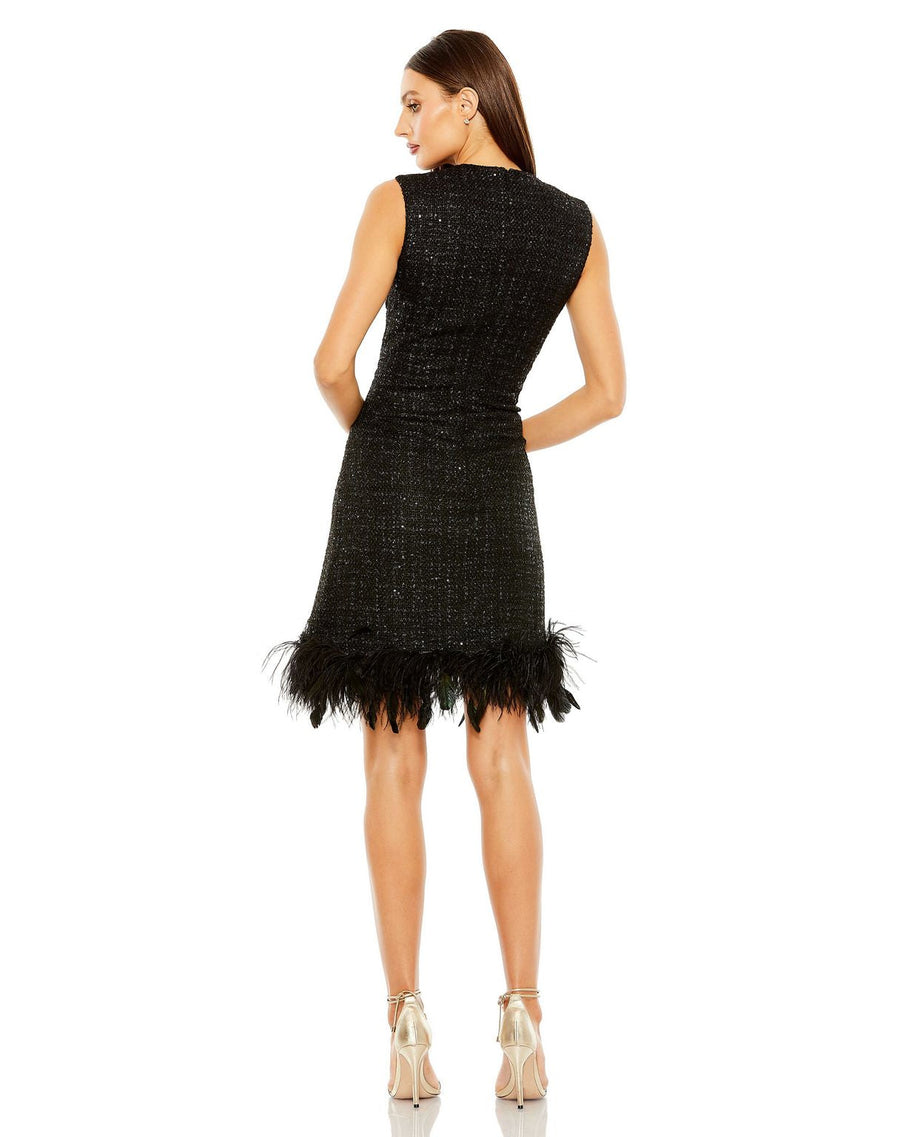 Cocktail Dresses Short Feather Cocktail Mini Dress Black